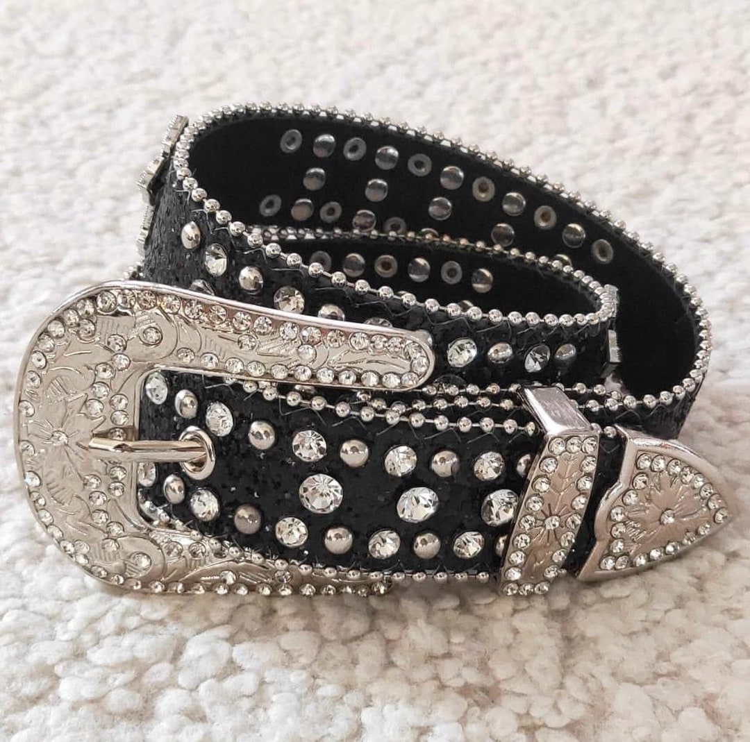 Black Rhinestone Western Belt for Girls, Cowgirl Western Belts, Kids