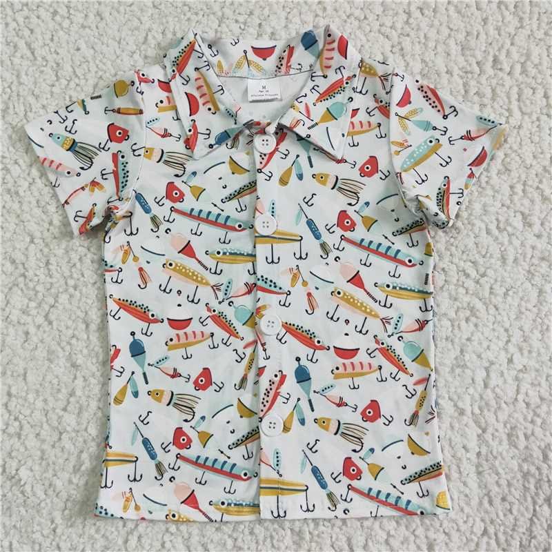 Fishing Button Up Top for Boys, Baby, Toddler, and Youth Boys