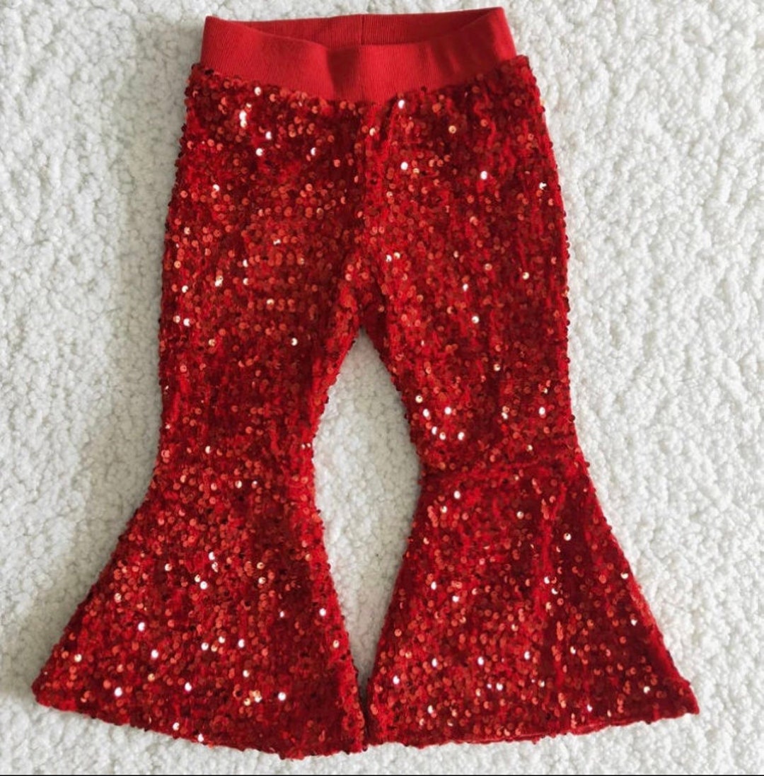 Red Sequin Bell Bottoms Toddler Flare Pants - Etsy
