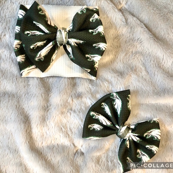 Black Philadelphia Eagles Football Baby Headwrap- Football Bow