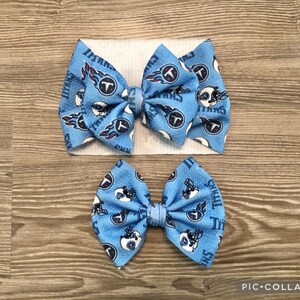 Light blue Tennessee Titan Football Baby Headwrap- Football Bow