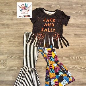 Jack & Sally Halloween Bell bottoms set- Toddler girl flare pants