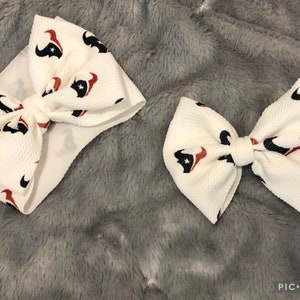 White Houston Texans Football Baby Headwrap- Football Bow
