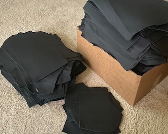 Black Full Grain Leather Scraps