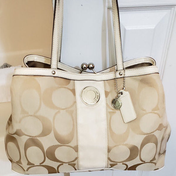 Coach Signature Canvas with Patent Leather Carryall Tote