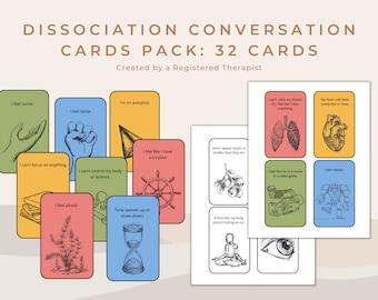 Therapeutic Dissociation Conversation Cards (32 Pack) | Therapy Resource | Counselling Resource |  EMDR
