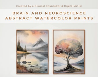 Abstract Watercolor Brain Art Prints: Neuroscience Landscape (Digital Download)