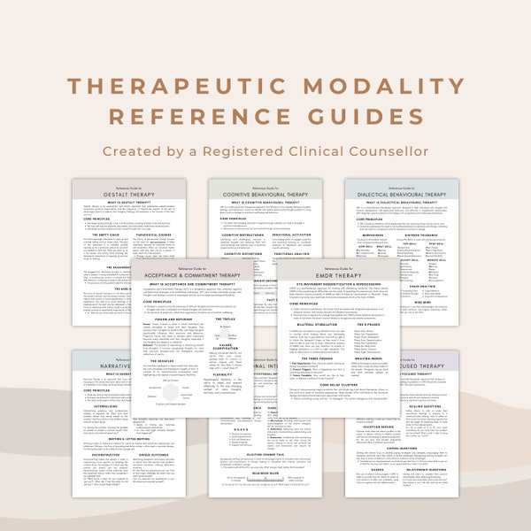Therapy Cheat Sheets: Modality Reference Guides for DBT, CBT, EMDR, Narrative, Acceptance and Commitment, Internal Family Systems and more