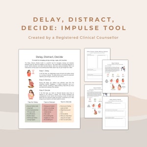 Impulse Control Tool: Delay, Distract, Decide DBT Worksheets (PDF)