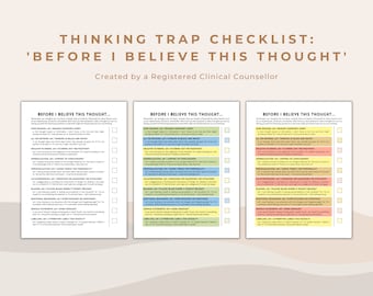 Thinking Trap Checklist: Cognitive Distortions CBT Worksheet (PDF)
