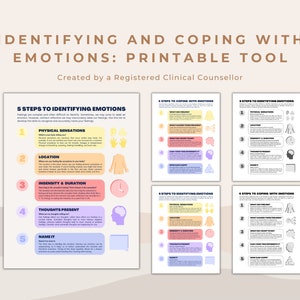 Identificación y afrontamiento de las emociones Impresión digital para la salud mental / Herramienta del terapeuta para la identificación y regulación emocional de las emociones