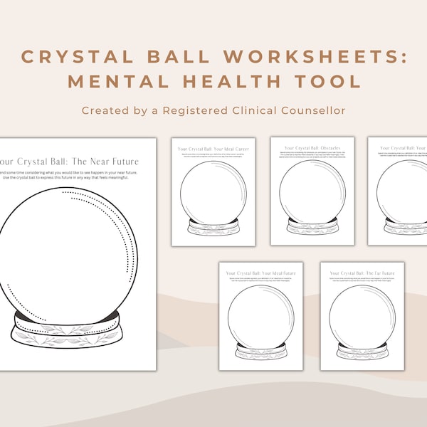 Attività con la sfera di cristallo per consulenza sulla salute mentale e terapia artistica/Strumento di domande miracolose per identificare obiettivi, ostacoli e altro