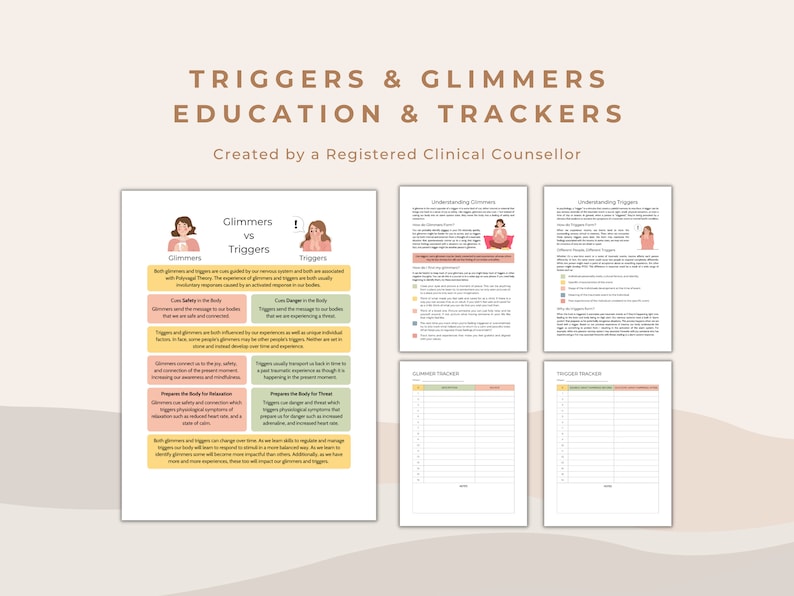 Triggers and Glimmers Worksheet: Psychoeducation & Tracker (PDF) image 1