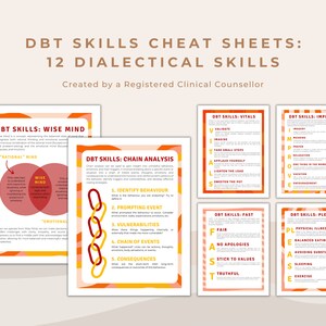 Cheatsheet en therapiekaarten voor dialectische gedragstherapievaardigheden | DBT-poster voor counselingpsychologie