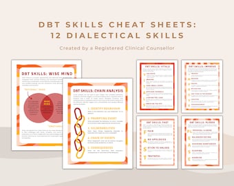 Dialectical Behavioural Therapy Skills Cheat Sheet and Therapy Cards | DBT Poster for Counseling Psychology