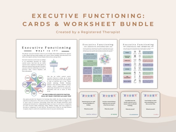 Executive Function ADHD Worksheets & Task Cards for Mental Health Professionals, Parents, and Teachers | Executive Functioning Therapy Tool