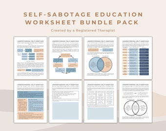 Self Sabotage Workbook and Printable Psychoeducation Tools & Worksheets for Therapists and Mental Health Professionals Digital Therapy Print