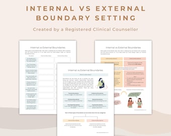 Boundary Setting Resource: Internal Boundaries vs External Boundaries for Fostering Healthy Relationships | Therapy Worksheet