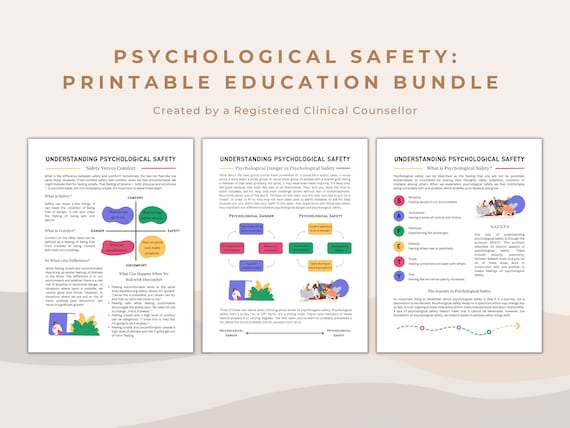 Psychological Safety Information Bundle | Printable Psychoeducation Tools for Mental Health Professionals