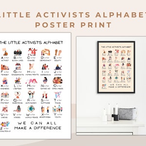 The Little Activist Alphabet Social Justice Poster Print for Classroom, Nursery, Play Room and More | Equal Rights Activism for Children