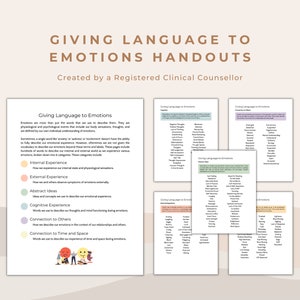 Emotions Vocabulary List: Therapist Wellbeing Worksheets (Digital Download)