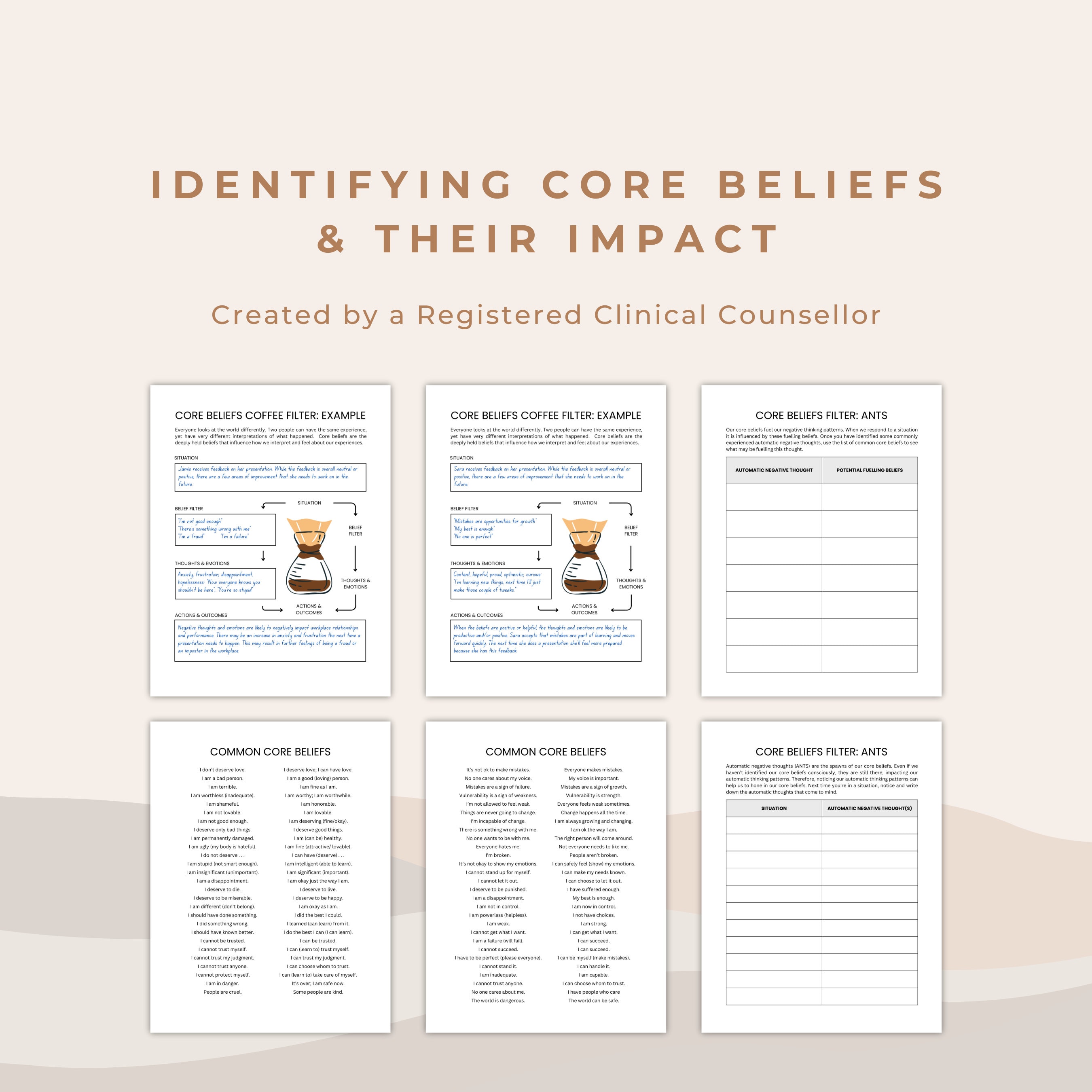 Core Beliefs Therapy Tool: CBT Negative Thinking (PDF) - Etsy