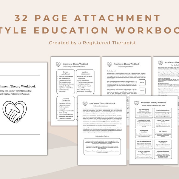 Attachment Theory Therapy Self-Help Workbook Resource | Building Secure Attachment Resource | Digital Print for Therapists and Counsellors