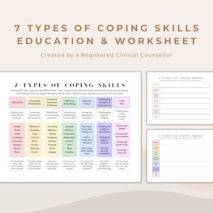 7 Types of Coping Skills Education Handout and Worksheet for Identifying and Using Coping Skills for Emotional Regulation