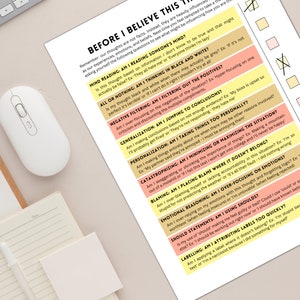 Cognitive Checklist.pdf Thinking Trap Checklist: Cognitive Distortions CBT Worksheet (PDF) - Etsy