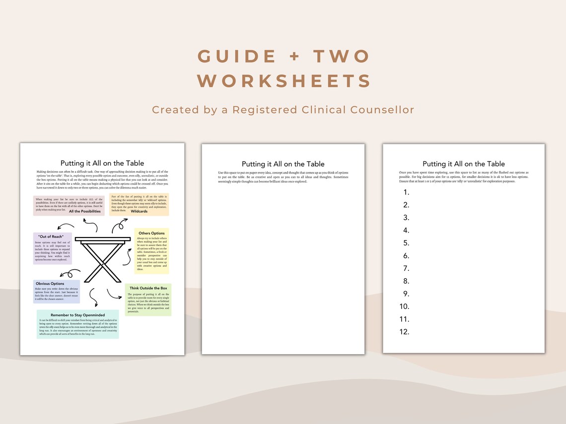 Indecisiveness Worksheet.pdf Decision Making Worksheet: Mental Health Self-help Tool (PDF) - Etsy