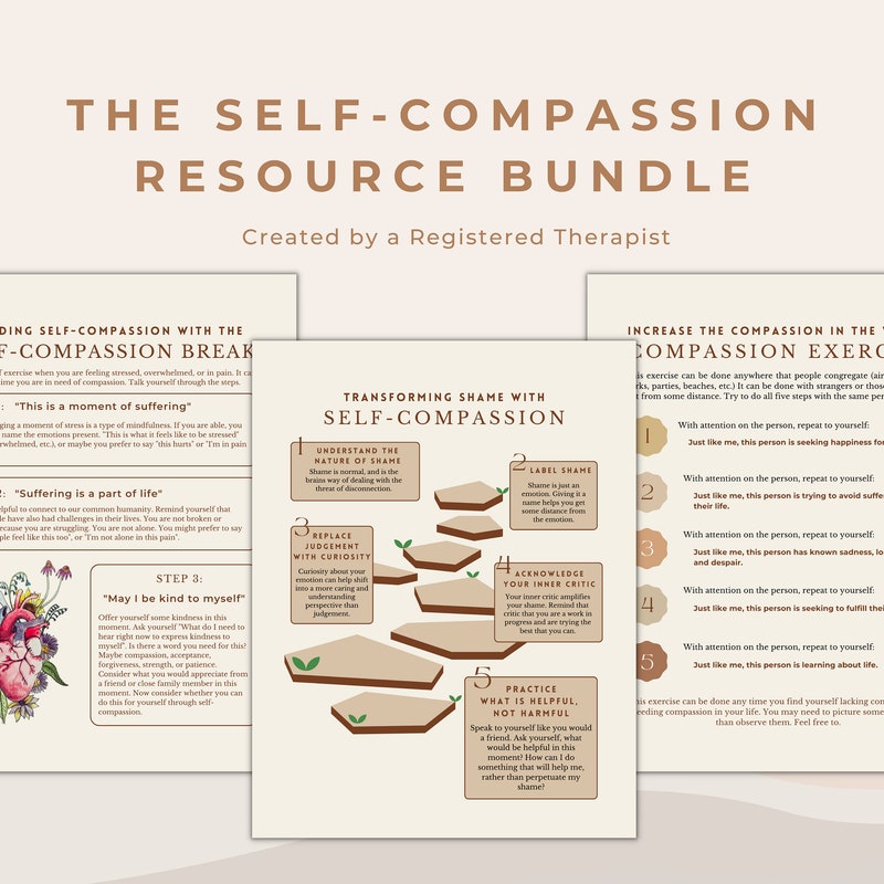 Self Compassion Worksheets - Etsy