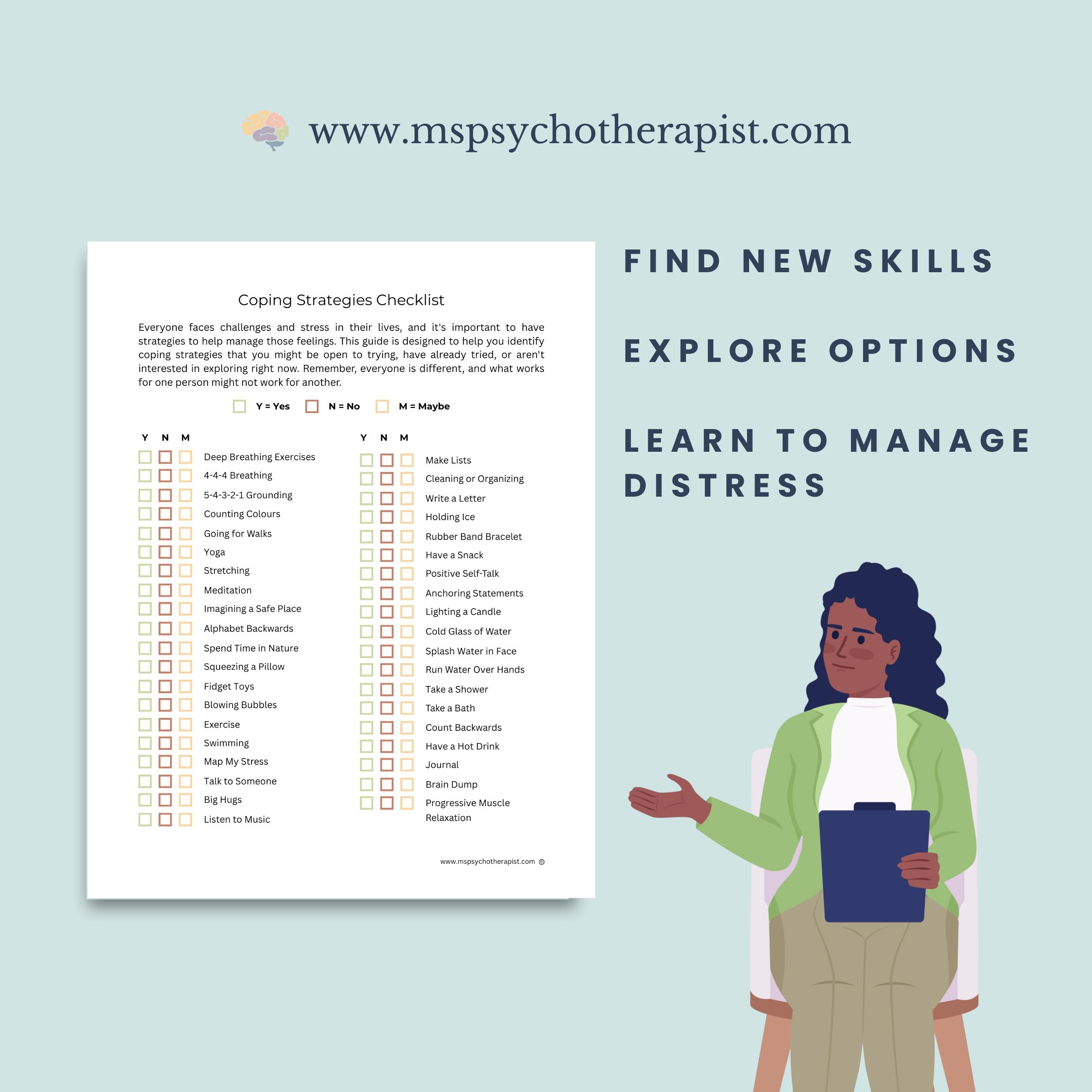 Coping Strategies Checklist: Mental Health Tool (printable PDF) - Etsy