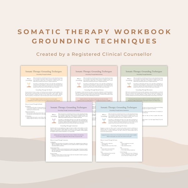 Grounding Techniques for Somatic-Based Therapy Psychoeducation and Therapy Worksheets | Trauma Therapist Tool