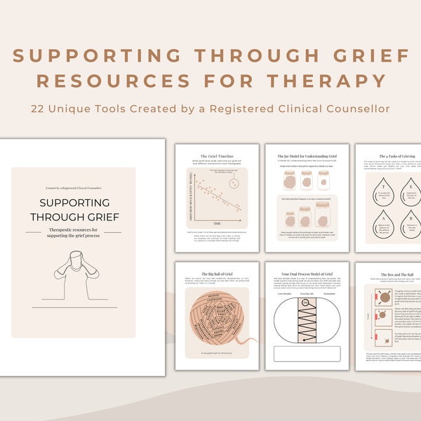 Support Clients with Grief Therapy Workbook Bundle | Worksheets for Therapists Supporting Clients Through the Grieving Process