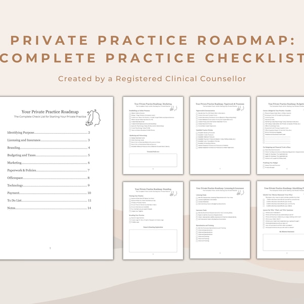 Private Practice Roadmap: The Ultimate Checklist and Budgeting Tool for Starting Your Private Mental Health Practice | Step by Step Guide