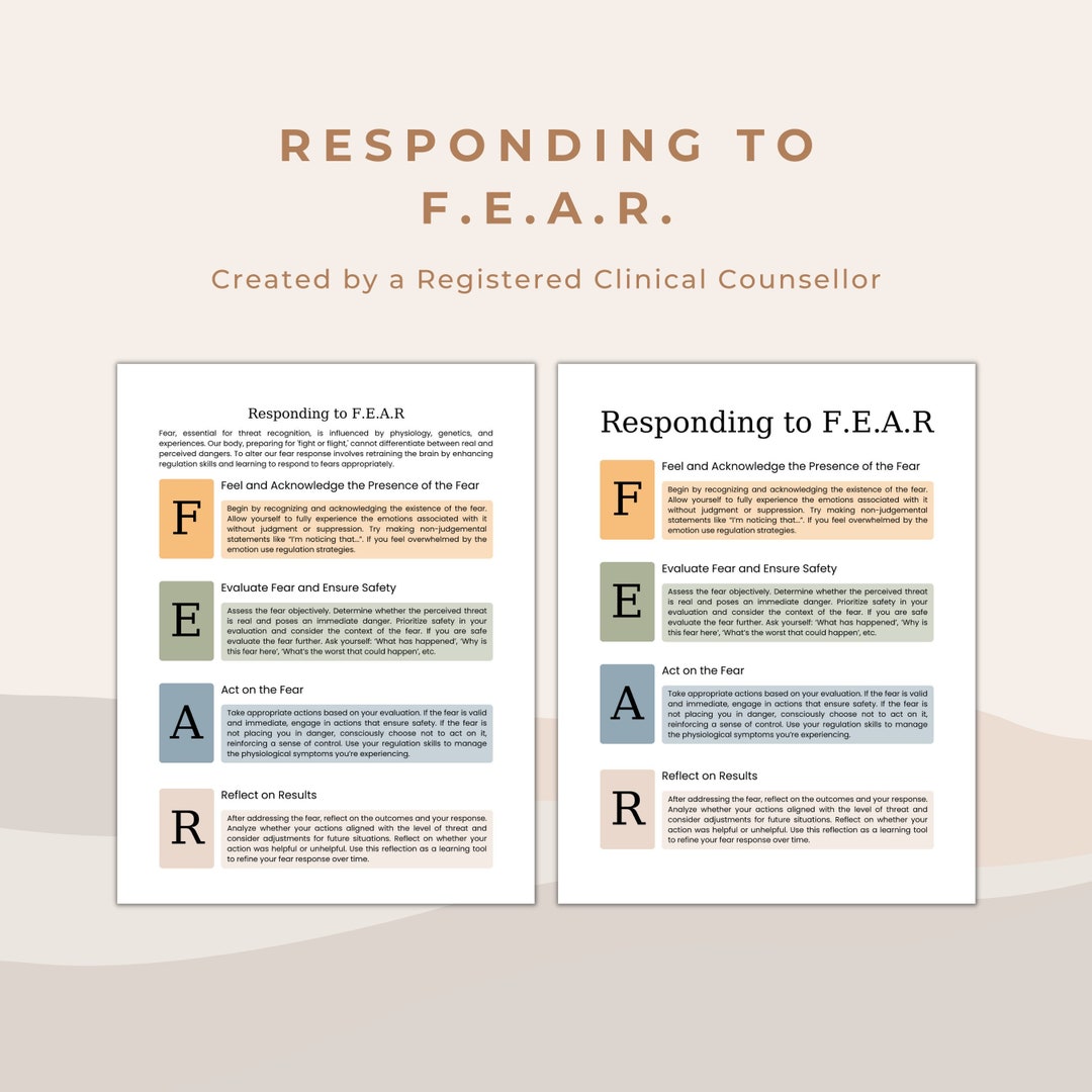 Responding to Fear and Phobias Worksheet: Healing the Stress Response