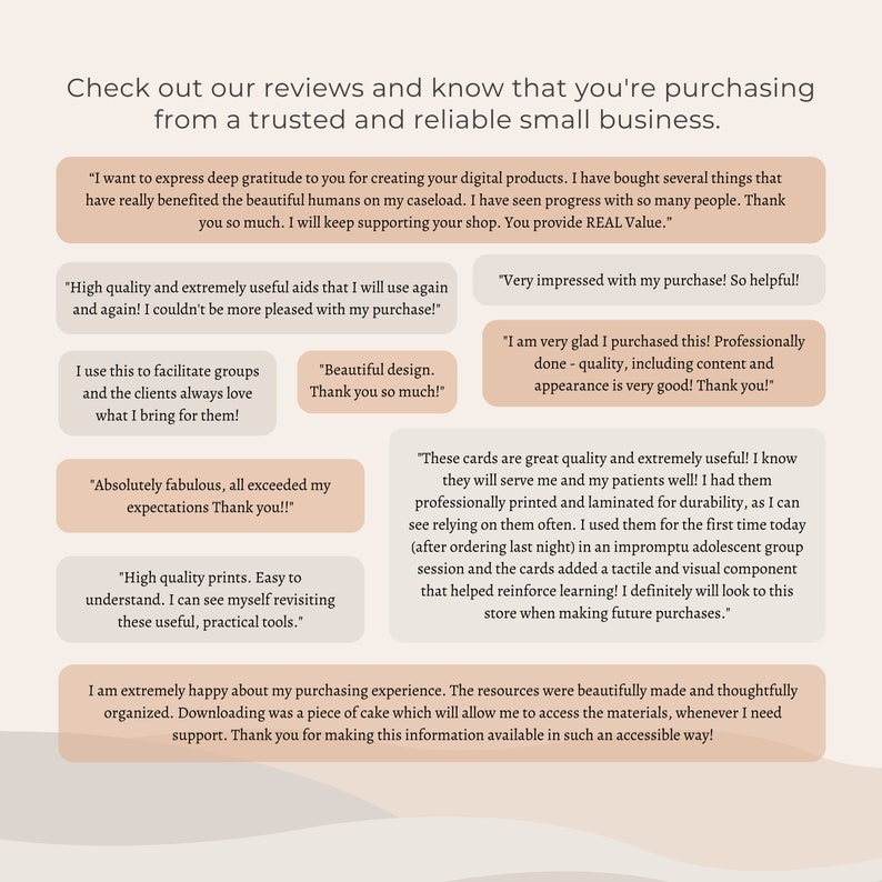 Pu&ograve; includere: Un collage di recensioni dei clienti che evidenziano le esperienze positive con prodotti digitali, tra cui stampe di alta qualit&agrave;, aiuti utili e carte stampate professionalmente. Le recensioni sottolineano il valore, la qualit&agrave; e l'utilit&agrave; dei prodotti.