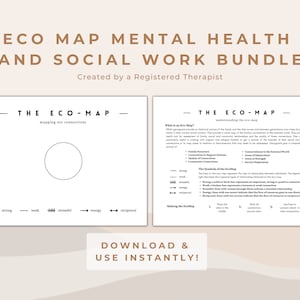 Modèle d'éco-carte et feuille de travail d'instructions pour le travail social et la santé mentale | Outil de thérapie numérique imprimable | Thérapie des systèmes écologiques