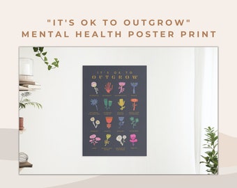 Es ist in Ordnung, Zitat Poster Druck | Blumen botanische psychische Gesundheit dekorativer Druck | Büro Dekor Wandbehang | Wachstum Mindset Print