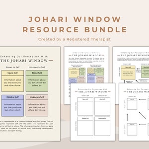 Johari Window Resource Bundle | Psychoeducation and Worksheets | Digital Prints for Counsellors, Therapists Tools, and Mental Health Support