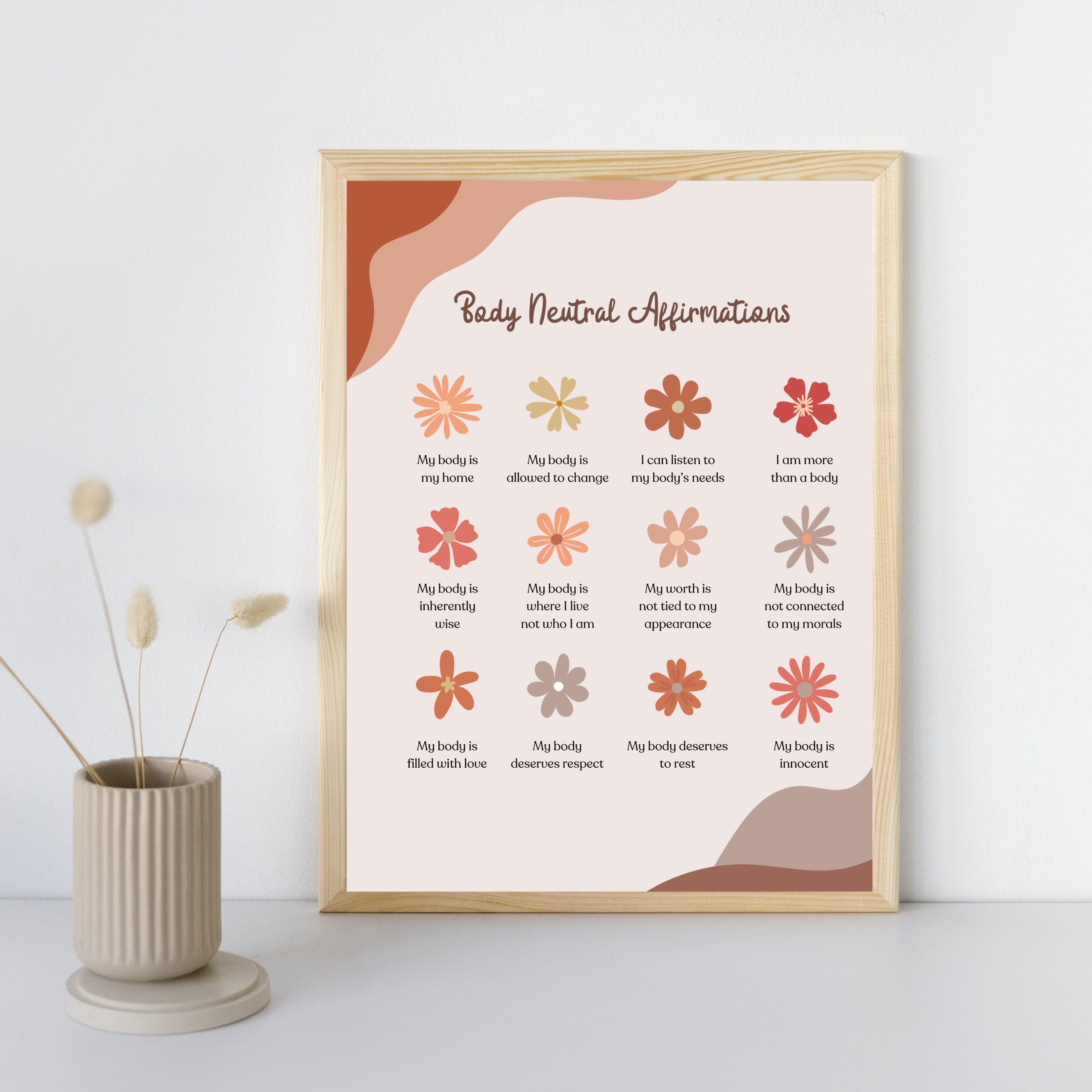 Body Neutrality Worksheet.pdf Body Neutrality Affirmations Art Print: Therapy Worksheet (digital ...