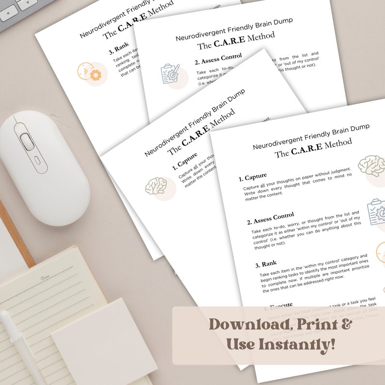 Task Paralysis Pdf ADHD Brain Dump Worksheet: Neurodivergent Task Paralysis Tool (PDF) - Etsy