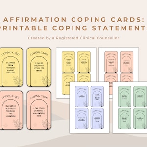 Affirmation Statement Cards for Coping with Stress and Anxiety | Coping with Negative Self-Talk and Depression | Cards for Self Compassion