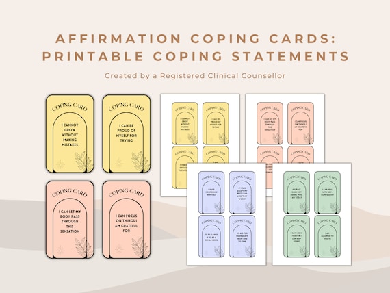 Self-Compassion Affirmation Cards: Coping Statements (Digital Download)