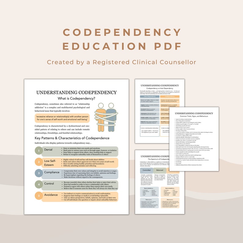 Codependency psychoeducation resource digital download PDF created by a registered clinical counsellor
