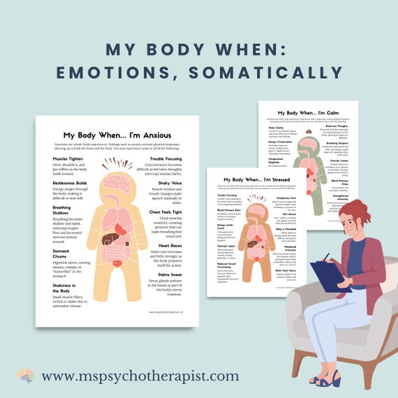 My Body When: Somatic Experience Worksheets - Mental Health Tool (PDF Download)