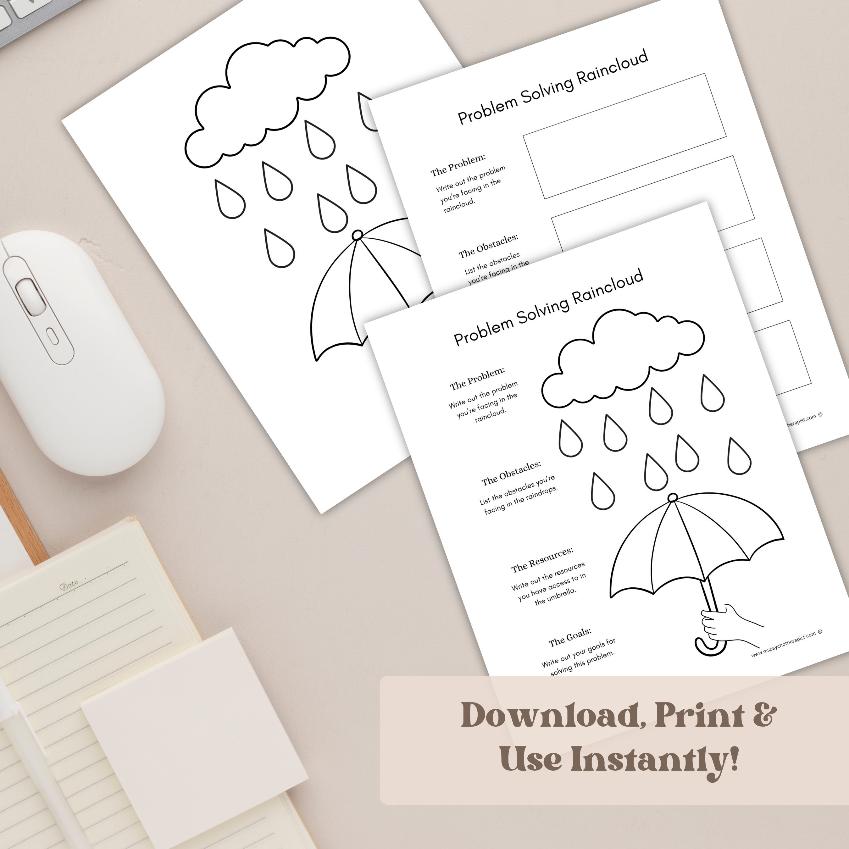Problem Solving Raincloud Worksheet: Executive Functioning Tool (PDF ...