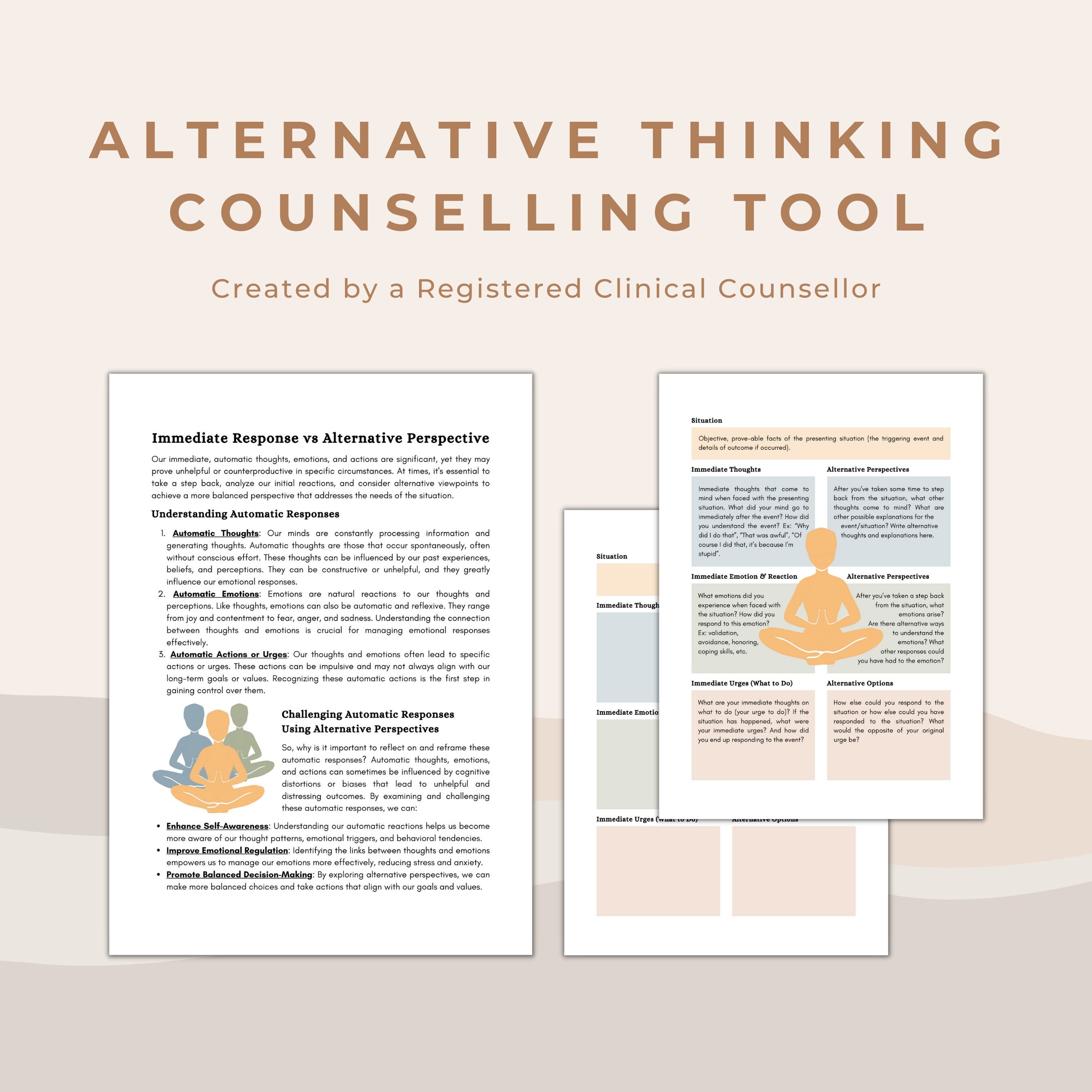 Alternative Thoughts CBT Worksheet for Mental Health and Wellbeing
