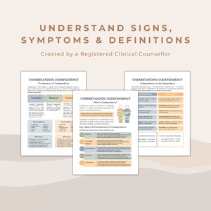3 worksheets - understanding codependency, the spectrum of codependency, and codependency vs interdependency