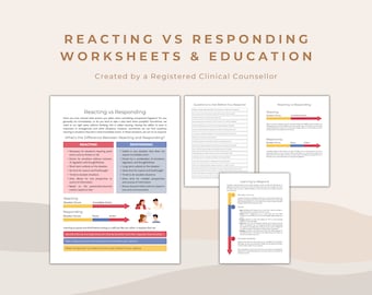 Reacting vs Responding Worksheets: Emotional Regulation (PDF Pattern)